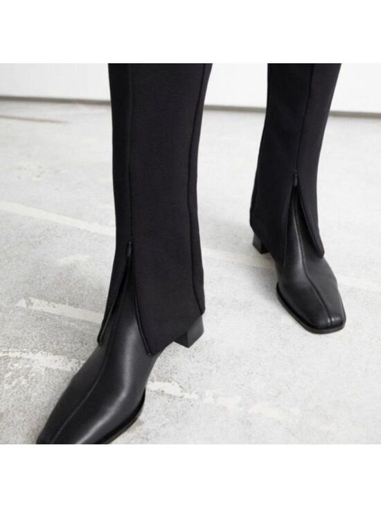 & Other Stories Pants - & OTHER STORIES Panelled Zip Cuff Black Leggings Elasticized waistband